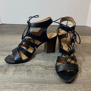 Coach black leather caged heel sandals size 10